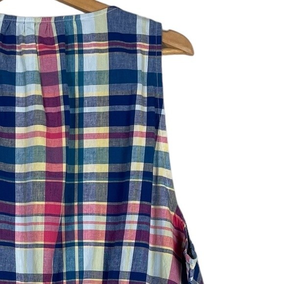 Lane Bryant Classic Surplice-Neck Belted Top 22 NEW Plaid Halter‎ Linen Cotton - Picture 13 of 14